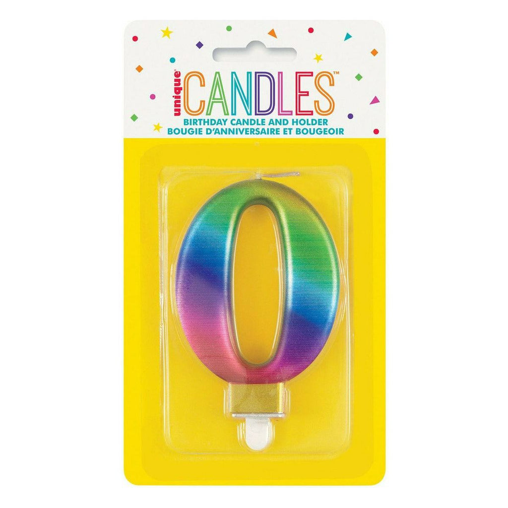 Met Rainbow B'Day Candle - Number 0