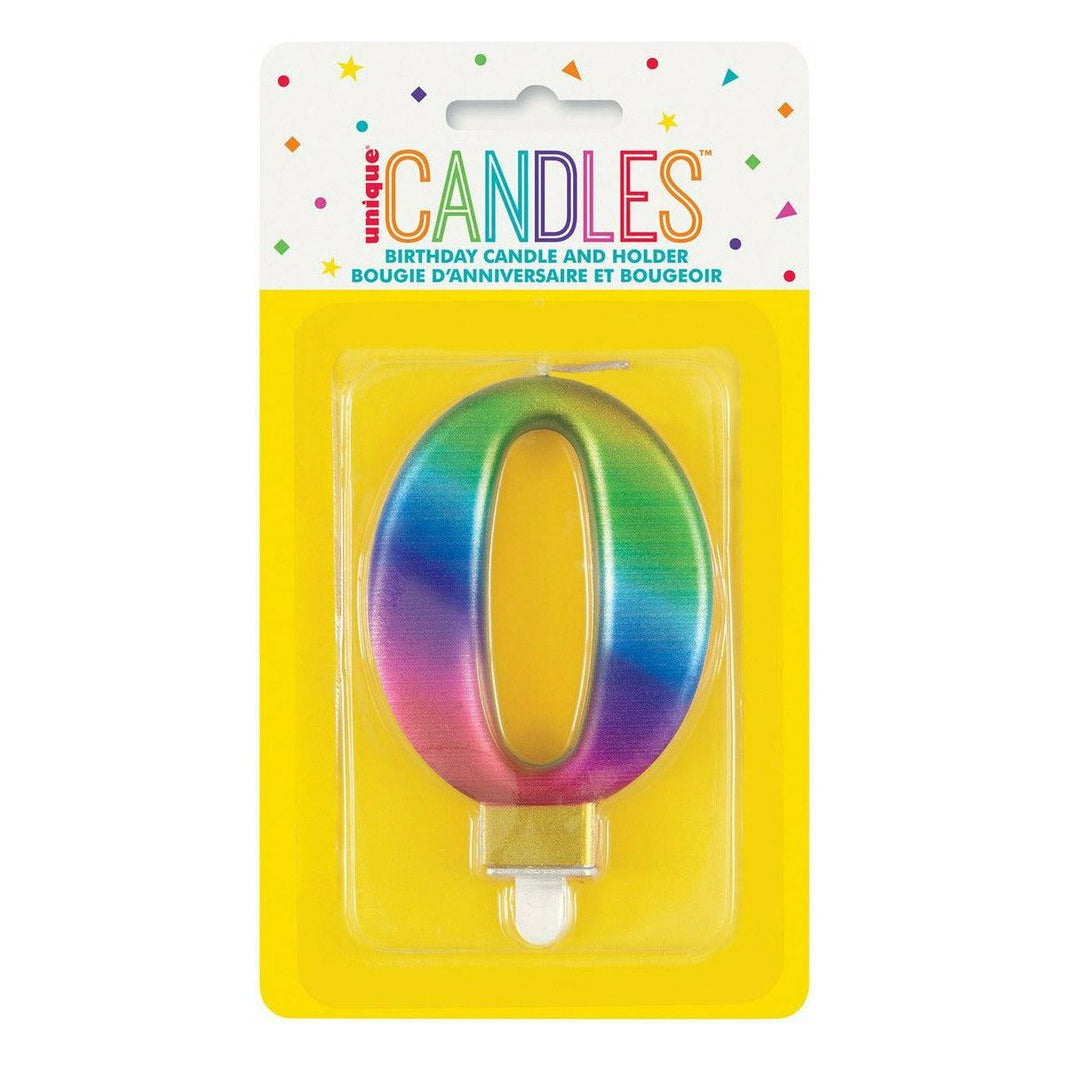 Met Rainbow B'Day Candle - Number 0