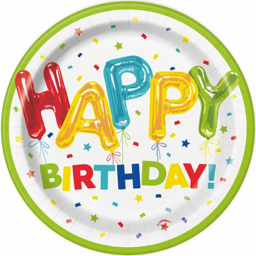 Happy Balloon 8 X 7" Plates -Pf