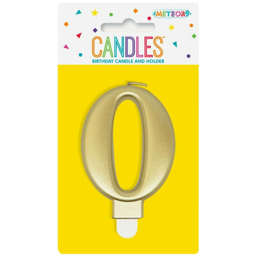 Metallic Gold B'Day Candle - Number 0