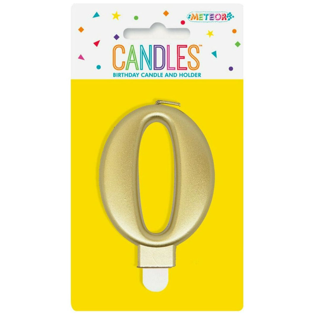 Metallic Gold B'Day Candle - Number 0