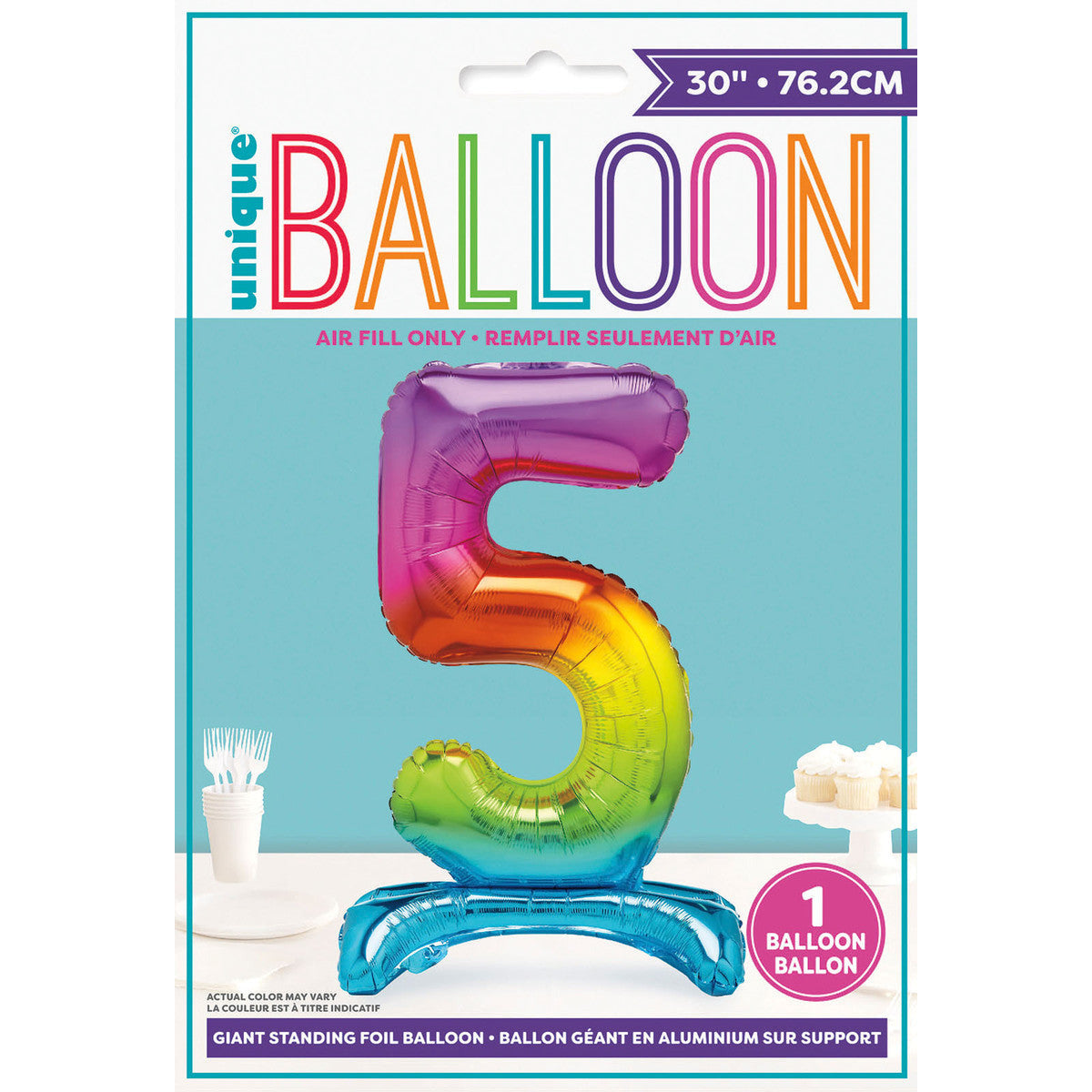 30in pkg Rainbow Fl Stnd Num Blln-5