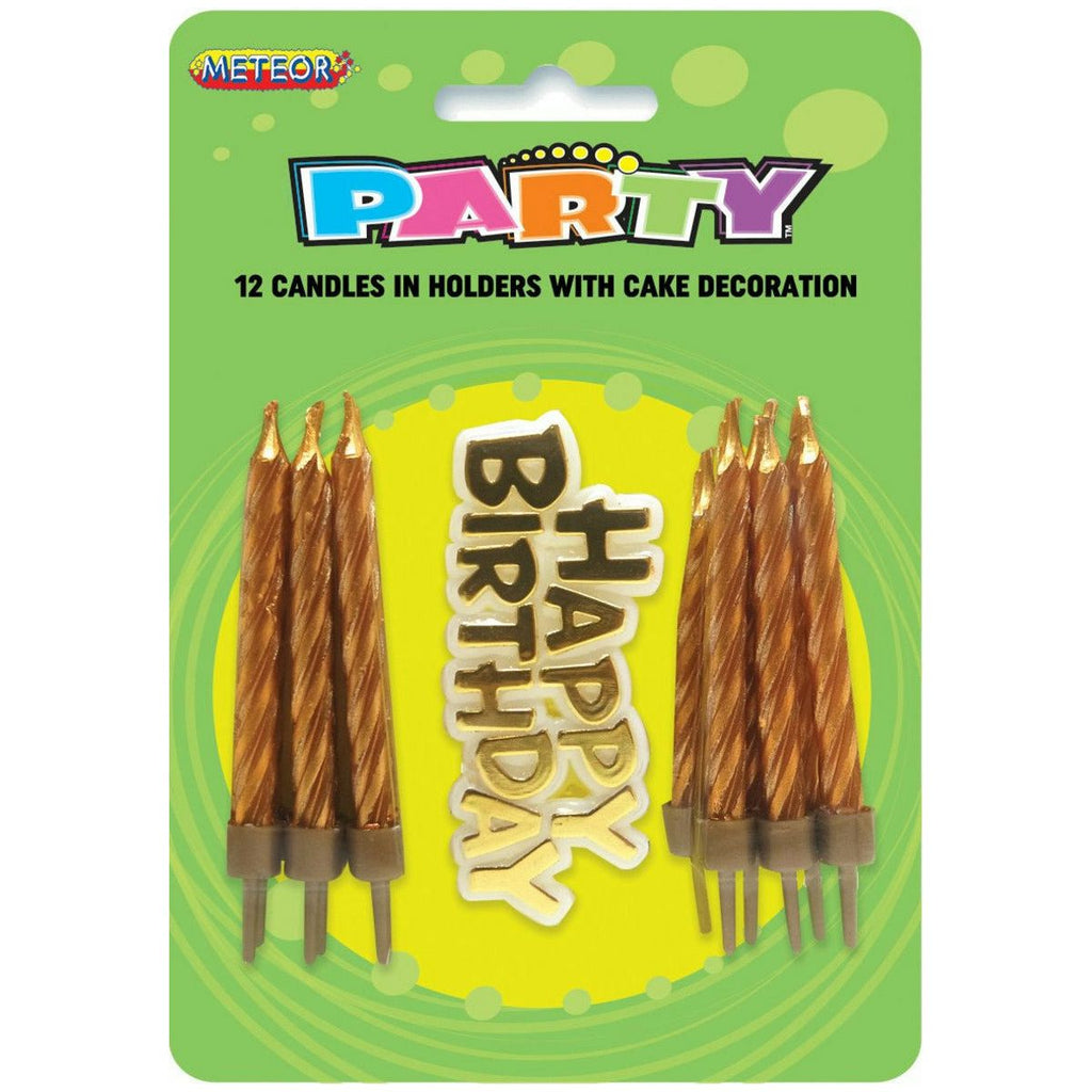 12 Candles W/Cake Deco - Gold