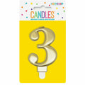 Metallic Gold B'Day Candle - Number 3