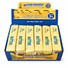 Giant yellow butter stick squishy toy, 26cm