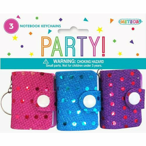 3 Sequin Notebook Keychains