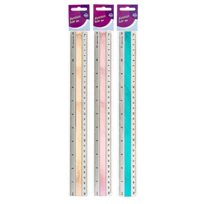 Ruler 30cm Aluminium Silver with Assorted Centre Colours - Stationery product at Price Busters Variety