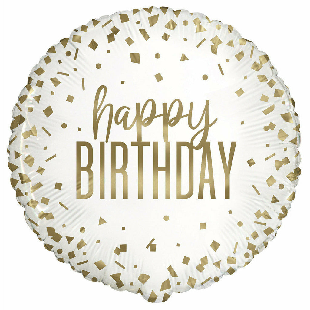 Confetti Gold B/Day 45cm (18") Foil Balloon Package