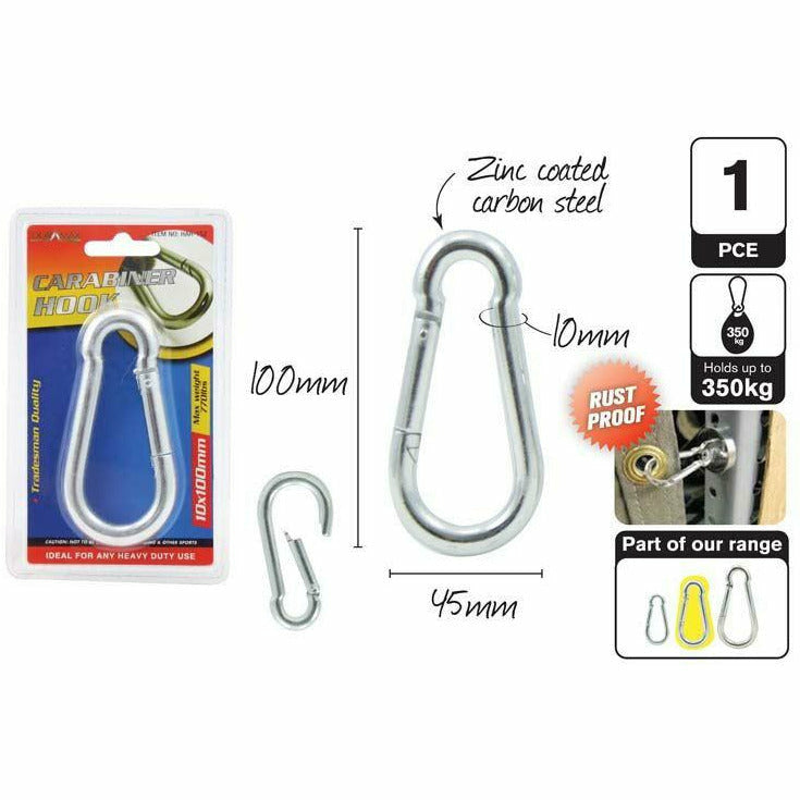1pce CarabinerHooks-10x100mm-Holds 770lb