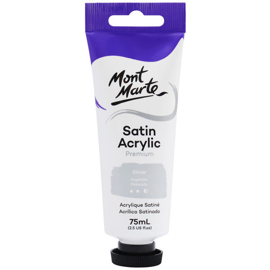 Mont Marte Satin Acrylic Paint - Silver