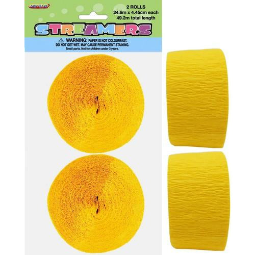 2 Crepe Streamers - Sun Yellow