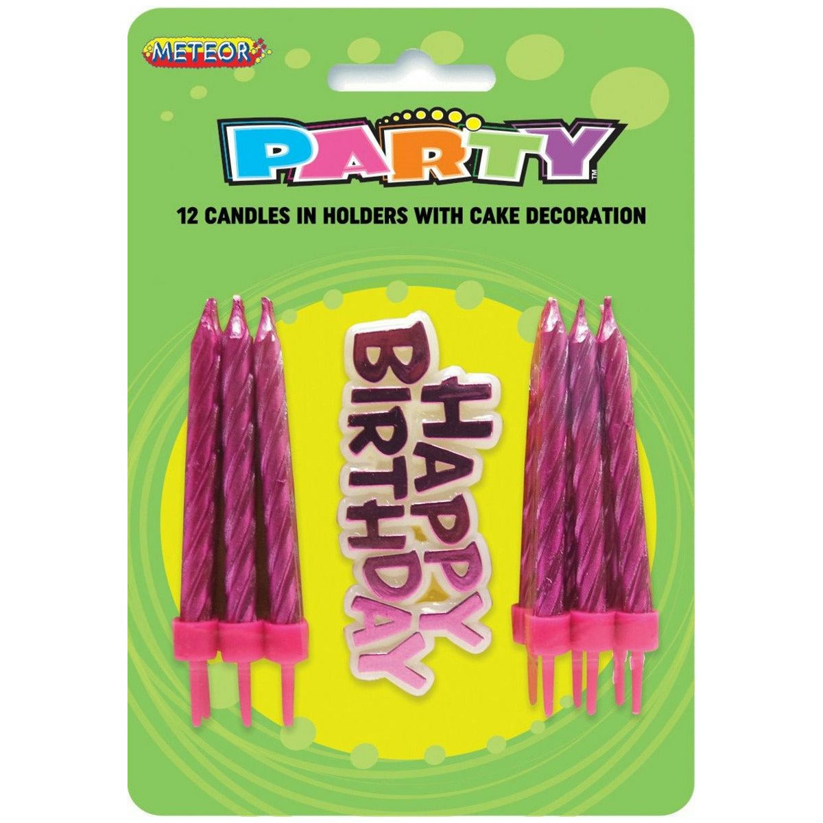 12 Candles W/Cake Deco - Pink