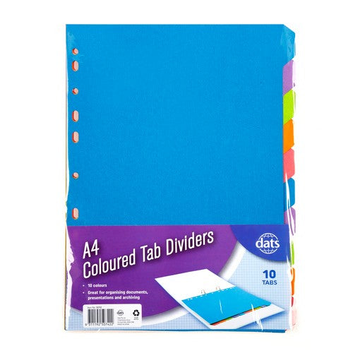Tab Dividers Paperboard A4 10 Tabs 160gsm - Stationery product at Price Busters Variety