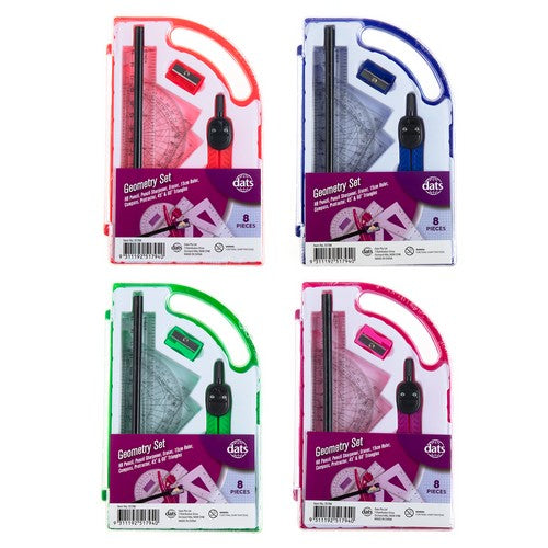 Geometry Set 8pc with Plastic Case - Stationery product at Price Busters Variety