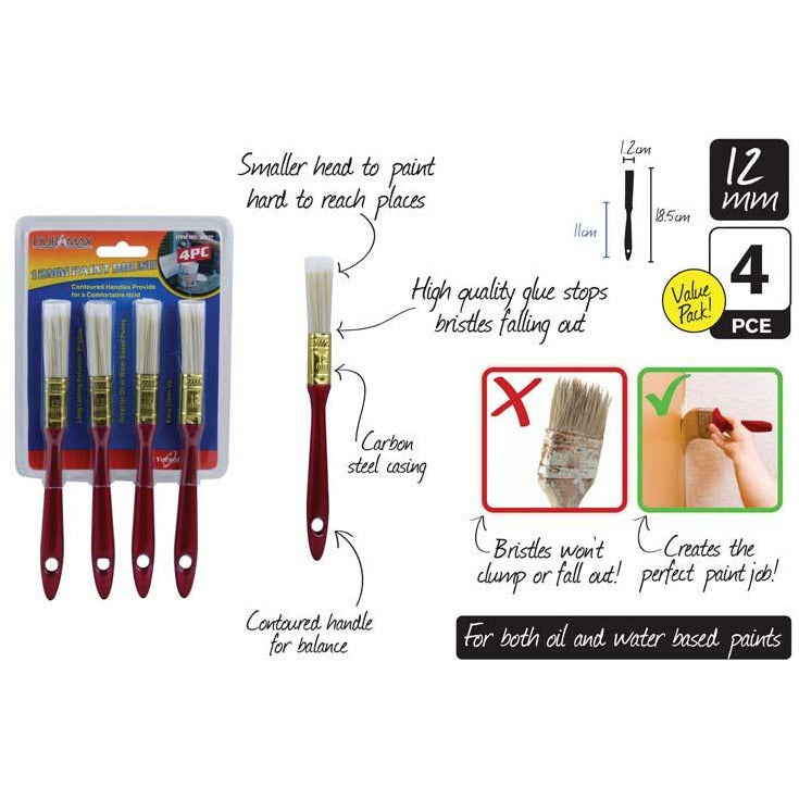 4pce Paint Brush Set-12mmW/18.5cmH