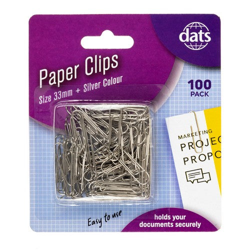 Clip Paper 33mm 100 Pack Silver - Stationery product at Price Busters Variety