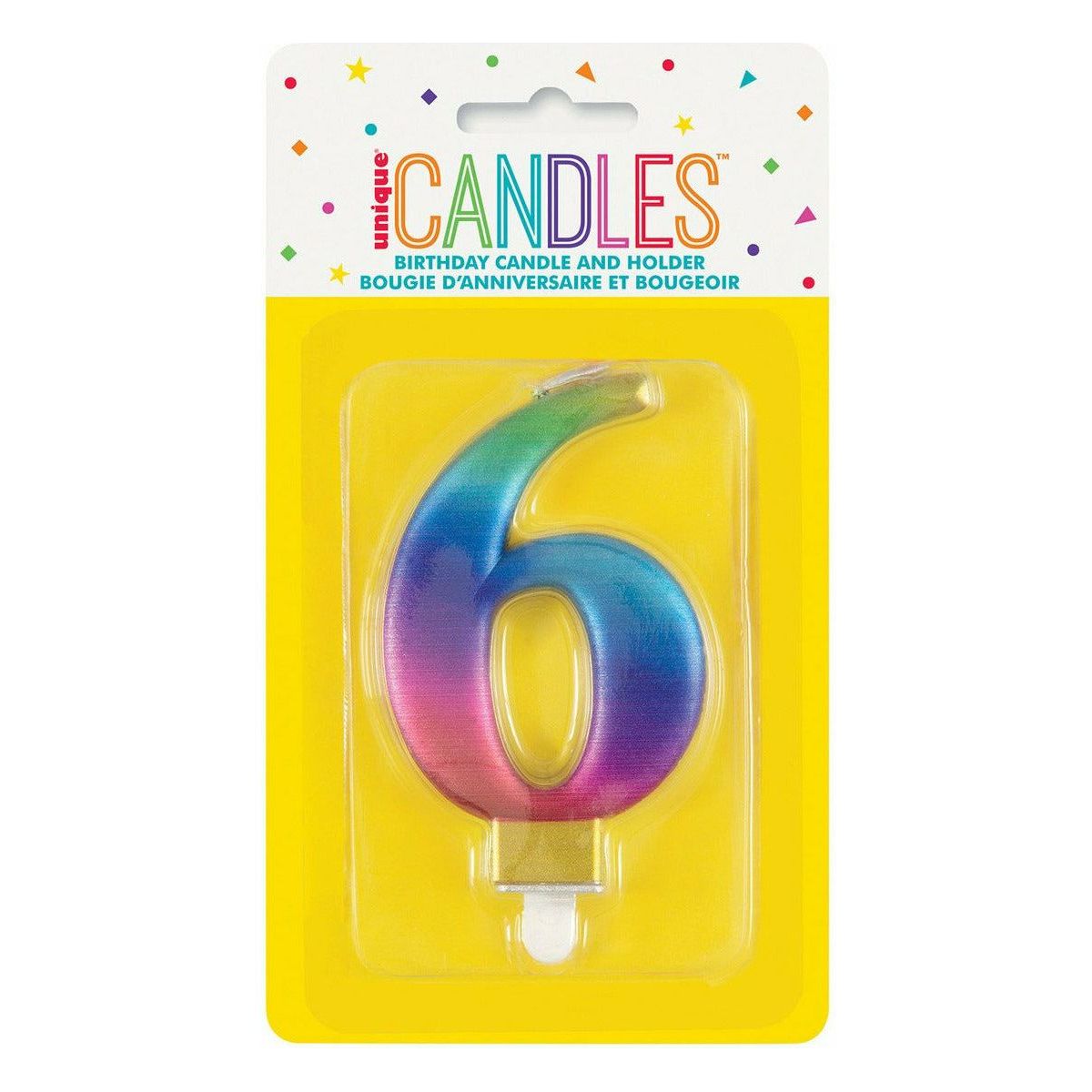 Met Rainbow B'Day Candle - Number 6