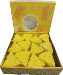 Yellow triangular cheese squishy toy, 7cm