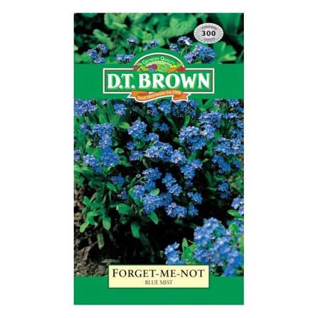 DT Brown Forget-Me-Not Blue Mist flower seed packet